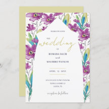 Boho Violet Turquoise Wildflower Waterverf Kunst