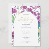 Boho Violet Turquoise Wildflower Waterverf Kunst Kaart (Voorkant)