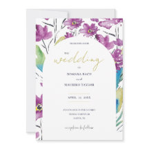 Boho Violet Turquoise Wildflower Waterverf Kunst