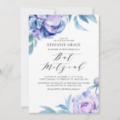 Boho Violet Waterverf Peonies Floral Bat Mitzvah Kaart (Voorkant)