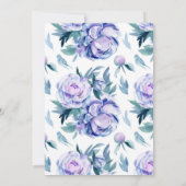Boho Violet Waterverf Peonies Floral Bat Mitzvah Kaart (Achterkant)