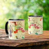 Boho viool bloemen collage met bevestiging mok