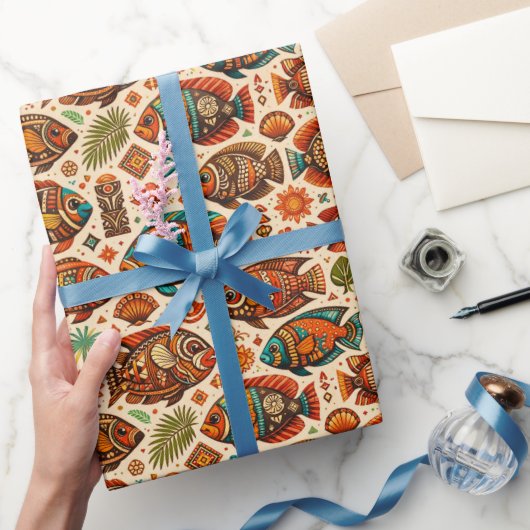 Boho Vis Ontwerp Inpakpapier (Geschenken)