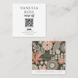 Boho Visagist Florale QR Code Vierkante Visitekaartje