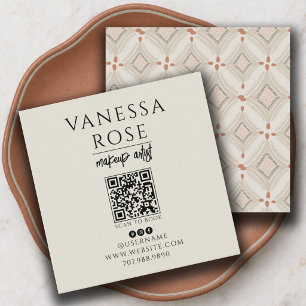 Boho Visagist Terracotta QR Code Vierkante Visitekaartje