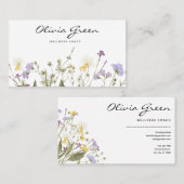 Boho Visitekaartje, Waterverf Bloemen Vrouwelijk Visitekaartje (Voorkant / Achterkant)