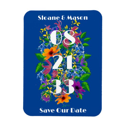 Boho Vivid Summer Floral redt de datum Magnet Magneet (Verticaal)