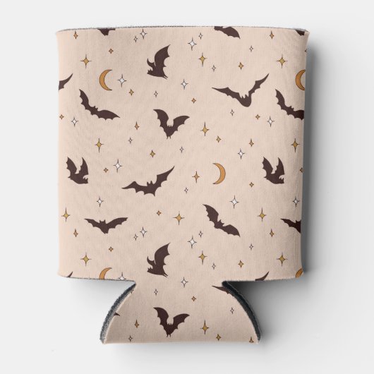 Boho vleermuizen en sterren Halloween patroon Blikjeskoeler (Voorkant)