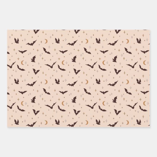 Boho vleermuizen en sterren Halloween patroon Inpakpapier Vel (Voorkant 3)