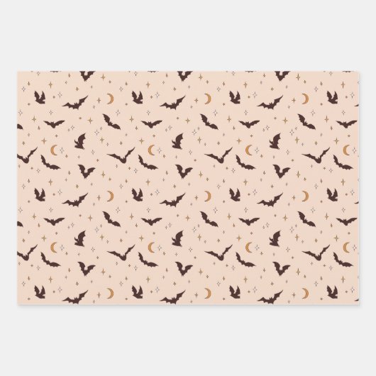 Boho vleermuizen en sterren Halloween patroon Inpakpapier Vel (Voorkant)