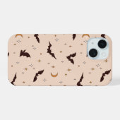 Boho vleermuizen en sterren Halloween patroon iPhone 15 Case (Achterkant horizontaal)