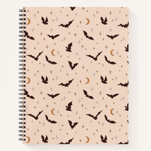 Boho vleermuizen en sterren Halloween patroon Notitieboek (Voorkant)