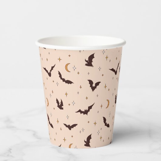 Boho vleermuizen en sterren Halloween patroon Papieren Bekers (Achterkant)