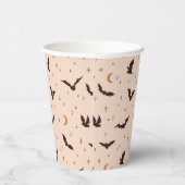 Boho vleermuizen en sterren Halloween patroon Papieren Bekers (Rechts)