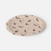 Boho vleermuizen en sterren Halloween patroon Papieren Bordje (Gekanteld)
