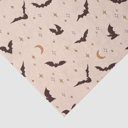 Boho vleermuizen en sterren Halloween patroon Tissuepapier (Detail)