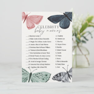 Boho vlinder Baby shower bekende namen spel Kaart