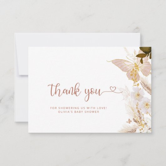 Boho vlinder baby shower dank u kaart (Voorkant)