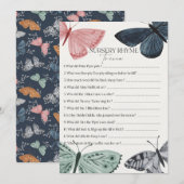 Boho vlinder Baby shower kwekerij Rhyme Trivia Kaart (Voorkant / Achterkant)