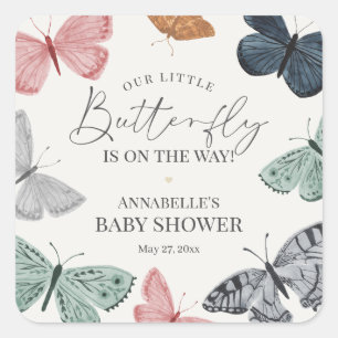 Boho vlinder Baby shower nodigen envelop uit Vierkante Sticker