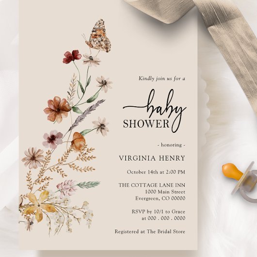 Boho Vlinder Baby Shower Uitnodiging