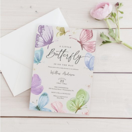 Boho Vlinder Baby Shower Uitnodiging