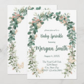 Boho Vlinder Baby Sprinkle Uitnodiging Sage Groen (Voorkant / Achterkant)