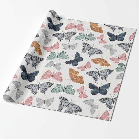 Boho Vlinder Betoverend Inpakpapier (Uitgerold)