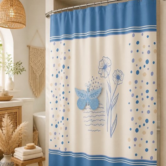 Boho Vlinder & Botanische Gordijn voor Douche