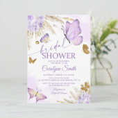 Boho vlinder bruids douche uitnodiging (Staand voorkant)