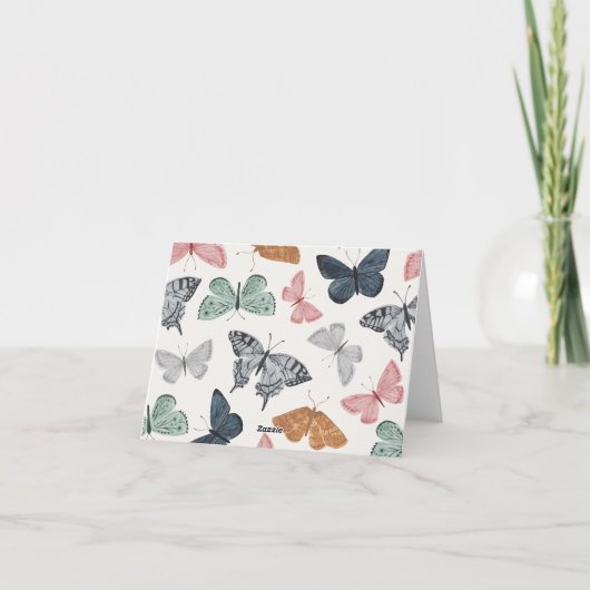 Boho Vlinder Dank Je Kaart Verjaardag of Baby (Achterkant)