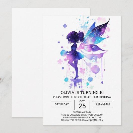 Boho vlinder fee verjaardag elegantie kaart (Voorkant / Achterkant)