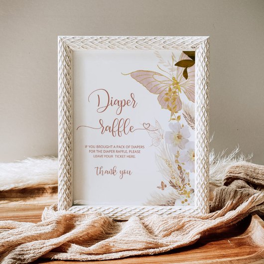 Boho vlinder goud Luier loterij Poster