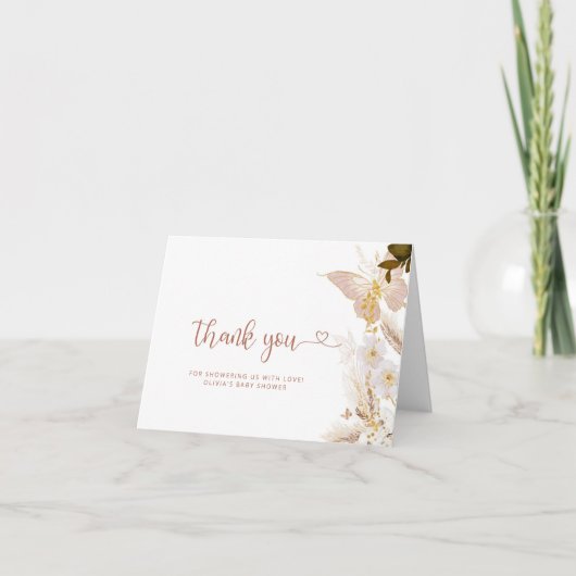 Boho vlinder gouden folie baby shower dank u bedankkaart (Voorkant)