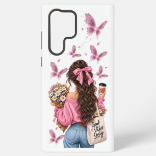 Boho Vlinder Meisje Hoesje Alleen Goede Vibes Samsung Galaxy Hoesje