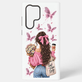 Boho Vlinder Meisje Hoesje | Alleen Goede Vibes Samsung Galaxy Hoesje