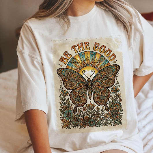Boho Vlinder Retro Zon Hippie Esthetiek Tri-Blend Shirt