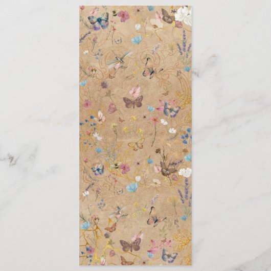 Boho vlinder tuin bruiloft menu (Achterkant)