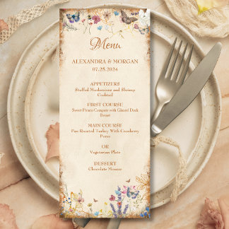 Boho vlinder tuin bruiloft menu