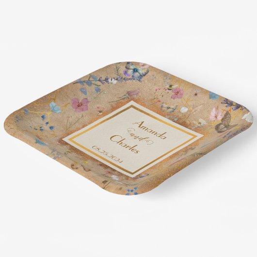  Boho vlinder tuin bruiloft Papieren Bordje (Gebogen)