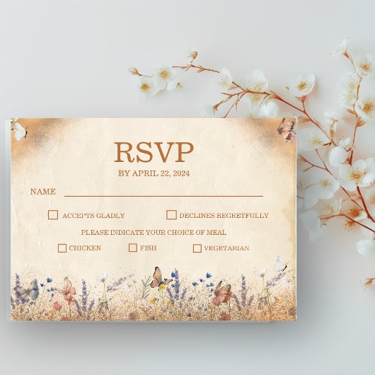  Boho vlinder tuin bruiloft RSVP-kaart RSVP Kaartje