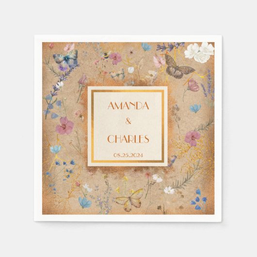 Boho vlinder tuin bruiloft Servet (Voorkant)