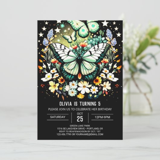 Boho vlinder vleugels verjaardag kaart (Staand voorkant)