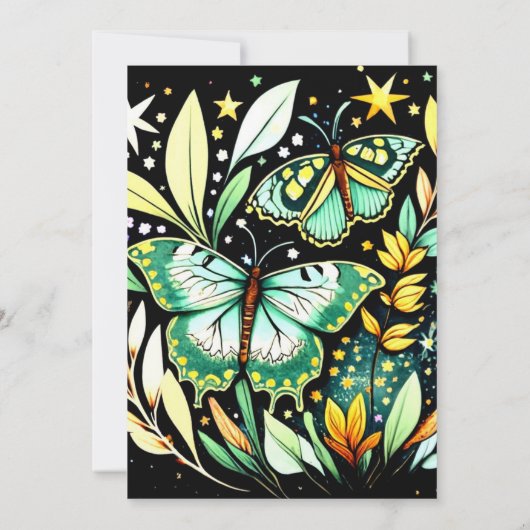 Boho vlinder vleugels verjaardag kaart (Achterkant)