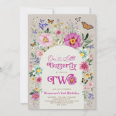 Boho vlinder wildbloem meisje 2e verjaardag kaart (Voorkant)