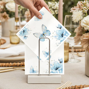 Boho Vlinder Wilde Bloem Bloemig Blauwe Baby Showe Servet