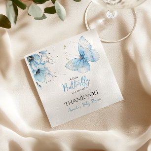 Boho Vlinder Wilde Bloem Bloemkleurige Blauwe Baby Servet