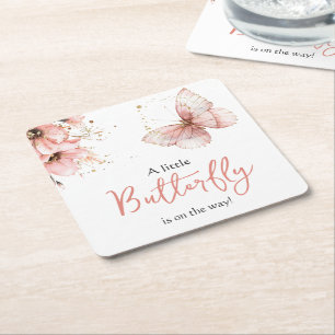 Boho Vlinder Wilde Bloem Meisje Baby Shower Kartonnen Onderzetters