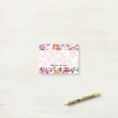 Boho  vlinderroze roze roze bloemen post-it® notes (Op bureau)
