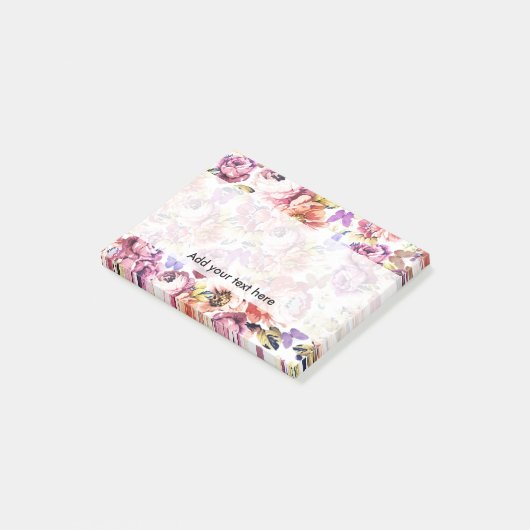 Boho  vlinderroze roze roze bloemen post-it® notes (Schuin)